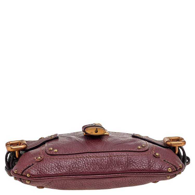 Pre Owned Chloe Burgundy Leather Paddington Clutch