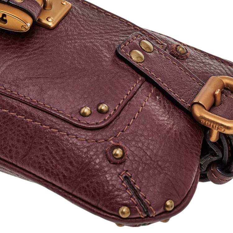 Pre Owned Chloe Burgundy Leather Paddington Clutch