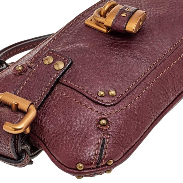 Pre Owned Chloe Burgundy Leather Paddington Clutch