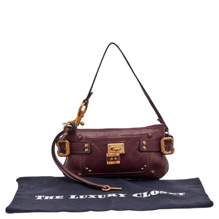 Pre Owned Chloe Burgundy Leather Paddington Clutch