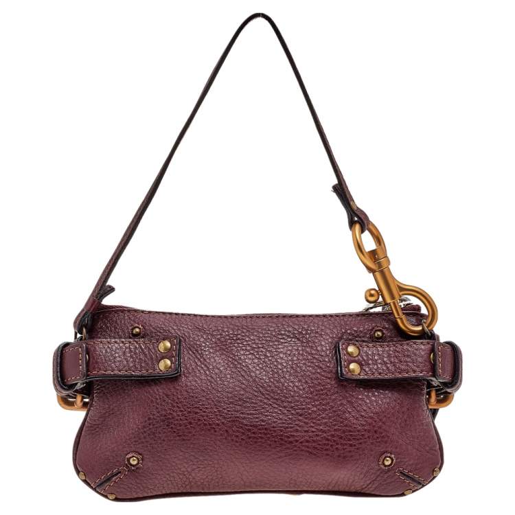 Pre Owned Chloe Burgundy Leather Paddington Clutch