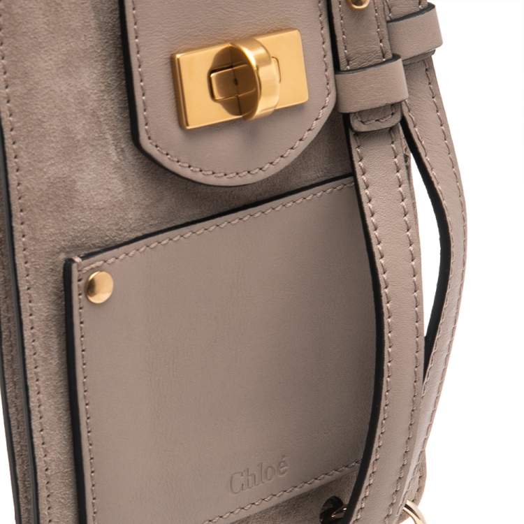 Pre Owned Chloe Beige Suede and Leather Mini Jane Bracelet Bag