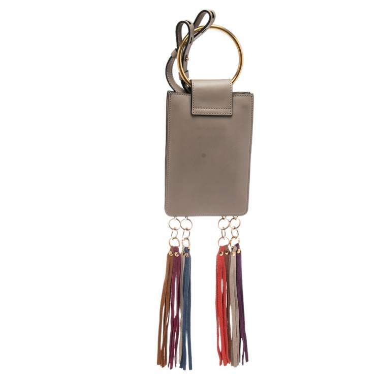 Pre Owned Chloe Beige Suede and Leather Mini Jane Bracelet Bag