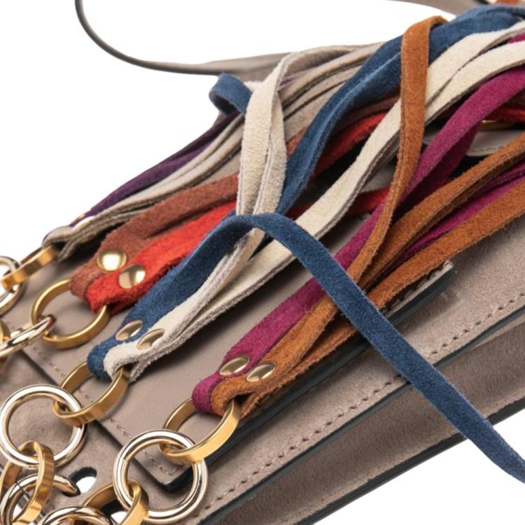 Pre Owned Chloe Beige Suede and Leather Mini Jane Bracelet Bag