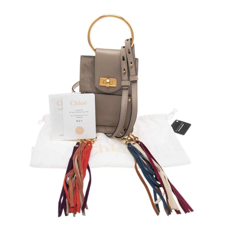 Pre Owned Chloe Beige Suede and Leather Mini Jane Bracelet Bag