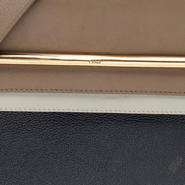 Pre Owned Chloe Tri Color Leather Medium Clare Shoulder Bag