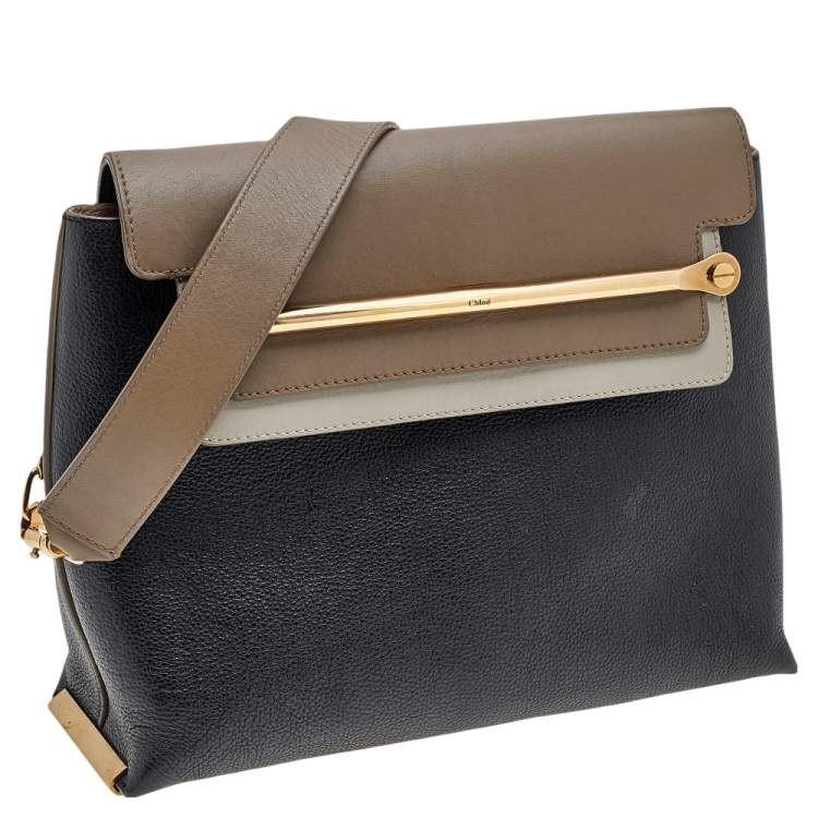 Pre Owned Chloe Tri Color Leather Medium Clare Shoulder Bag