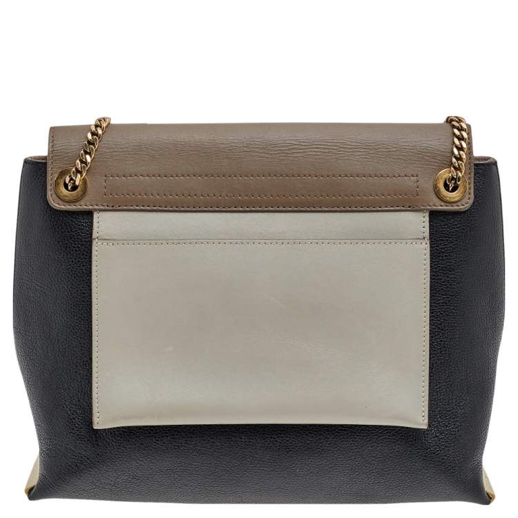 Pre Owned Chloe Tri Color Leather Medium Clare Shoulder Bag