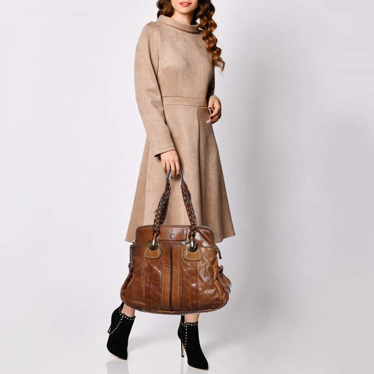 Pre Owned Chloe Brown Leather Heloise Large Satchel