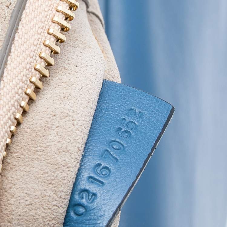 Pre Owned Chloe Blue/Black Leather And Suede Medium Faye Shoulder Bag