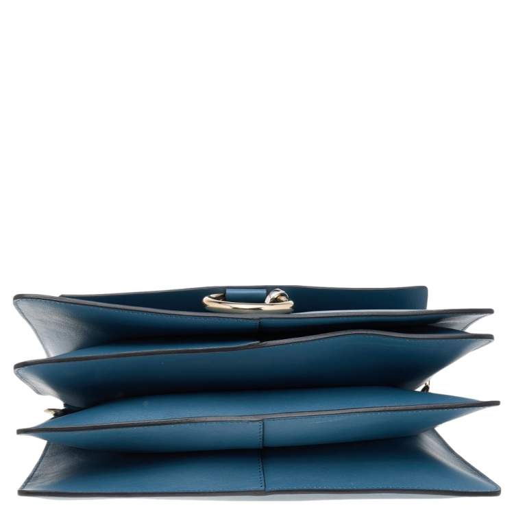 Pre Owned Chloe Blue/Black Leather And Suede Medium Faye Shoulder Bag