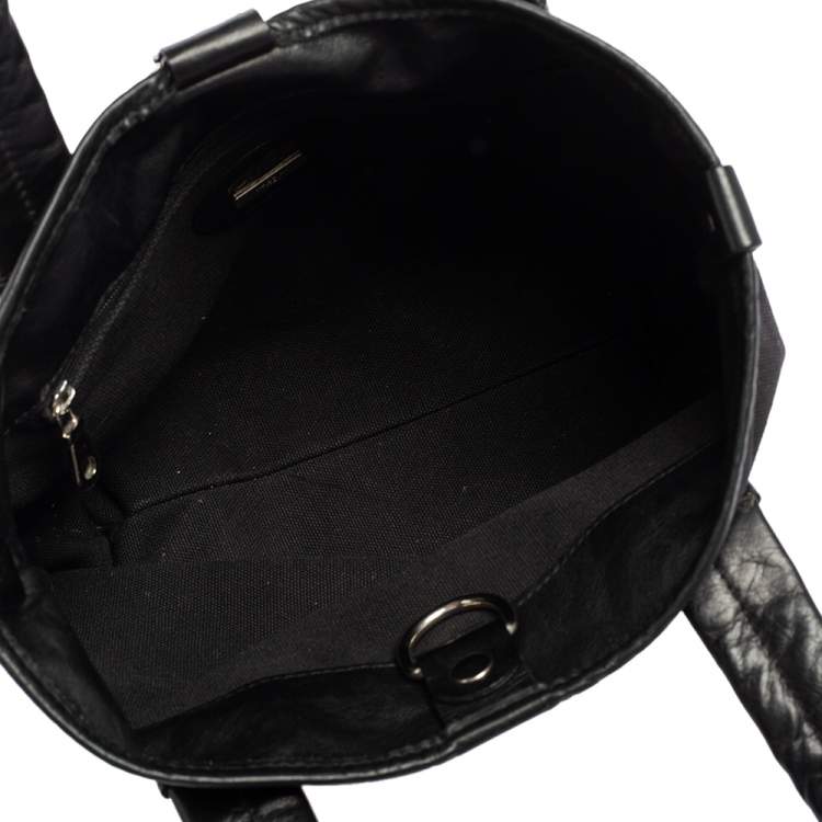 Pre Owned Chloe Black/Silver Canvas and Leather Logo Printed Tote