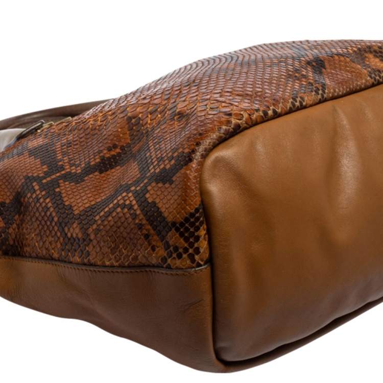 Pre Owned Chloe Brown Python and Leather Baylee Tote