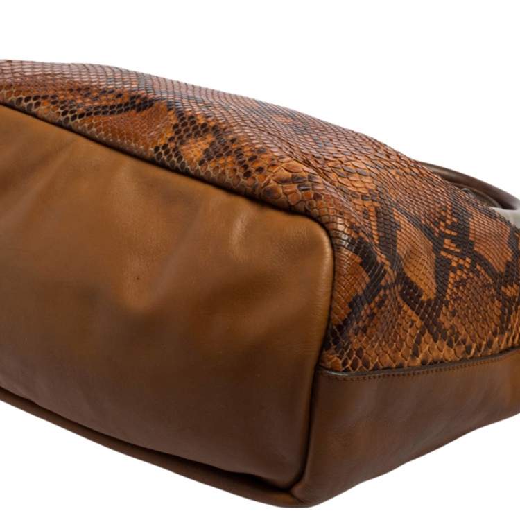 Pre Owned Chloe Brown Python and Leather Baylee Tote