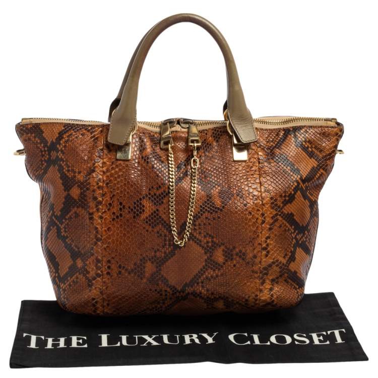 Pre Owned Chloe Brown Python and Leather Baylee Tote