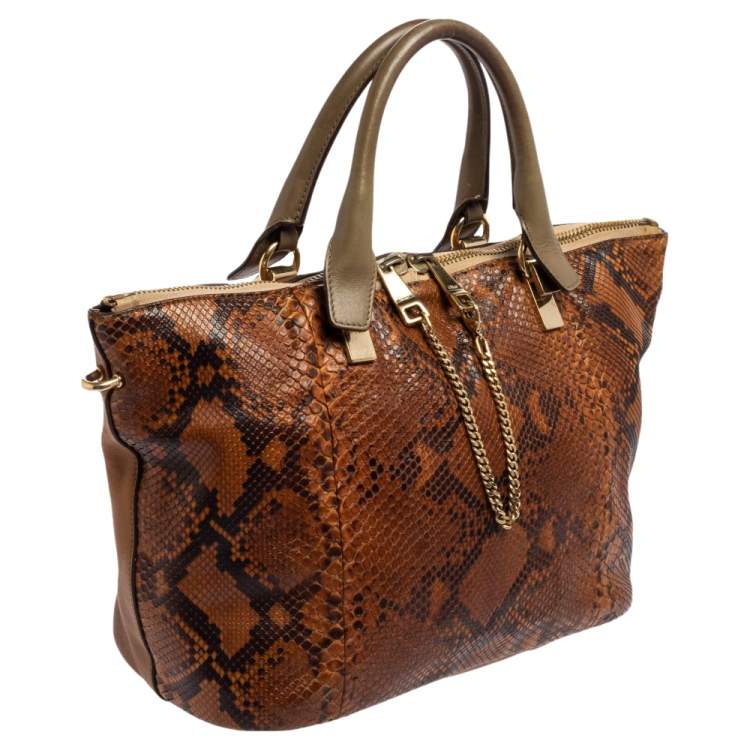 Pre Owned Chloe Brown Python and Leather Baylee Tote