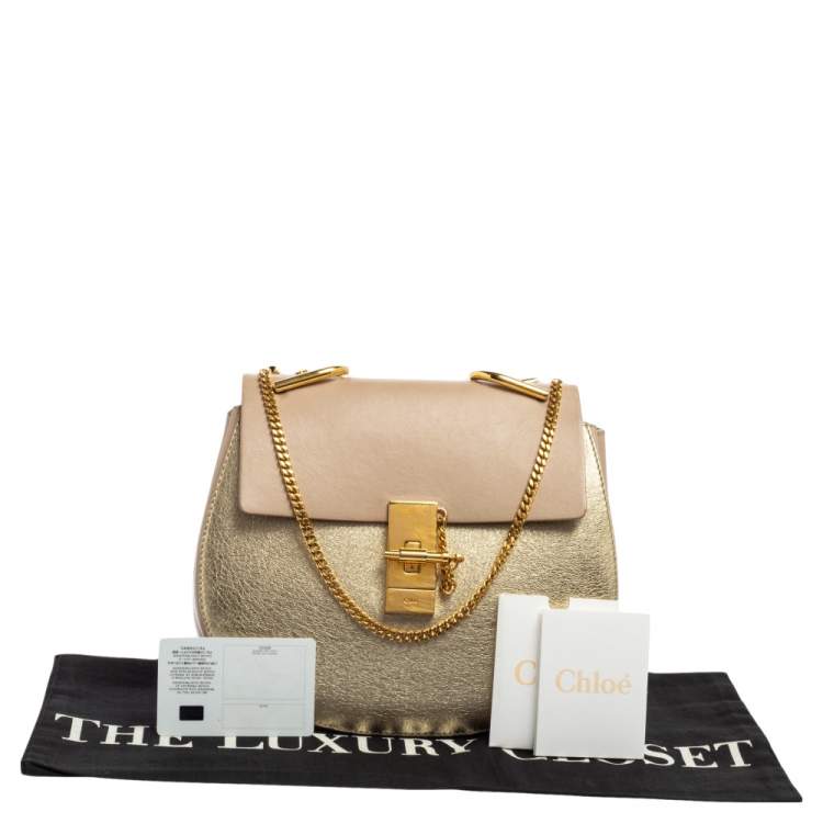 Pre Owned Chloe Pink/Gold Leather Medium Drew Shoulder Bag