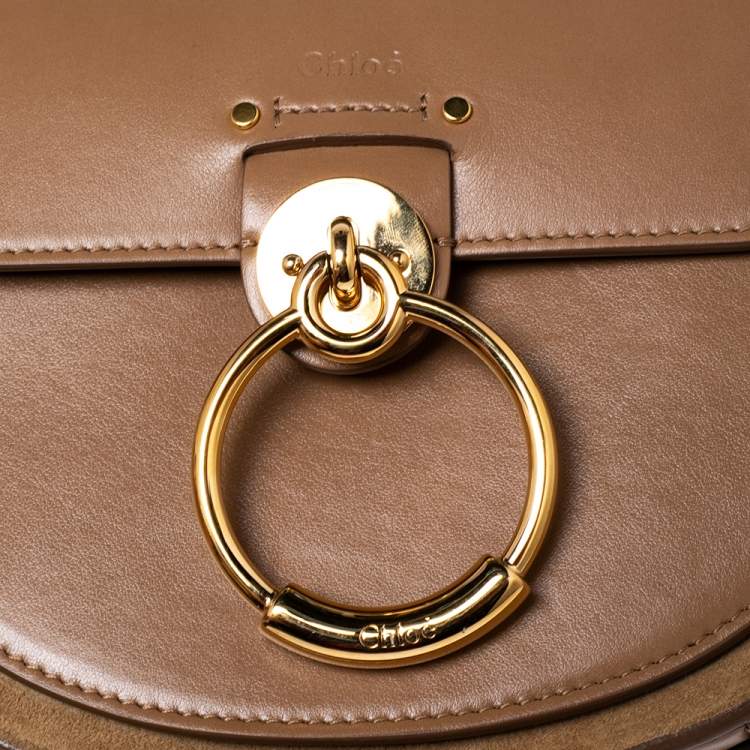 Pre Owned Chloe Brown Leather and Suede Small Tess Shoulder Bag