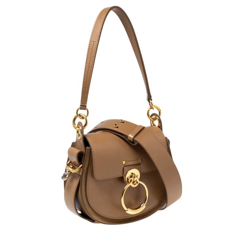 Pre Owned Chloe Brown Leather and Suede Small Tess Shoulder Bag