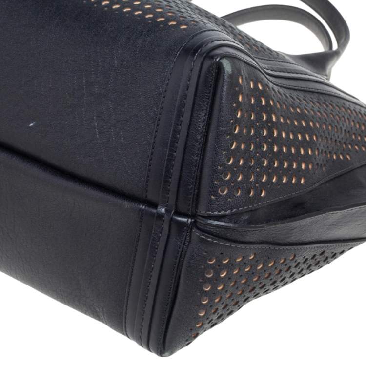 Pre Owned Chloe Black Perforated Leather Small Alison East/West Tote 