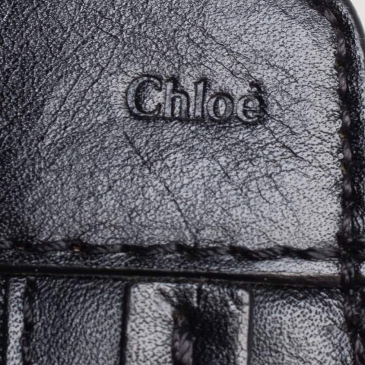Pre Owned Chloe Black Perforated Leather Small Alison East/West Tote 