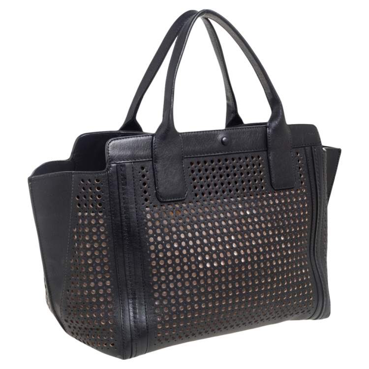Pre Owned Chloe Black Perforated Leather Small Alison East/West Tote 