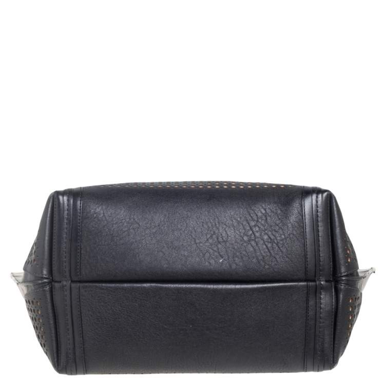 Pre Owned Chloe Black Perforated Leather Small Alison East/West Tote 