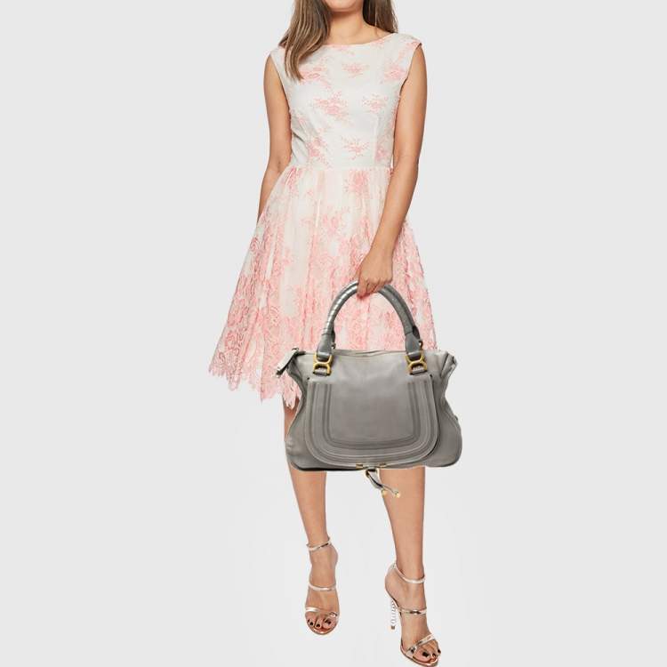 مملوكة مسبقًا Chloe Grey Leather Large Marcie Satchel