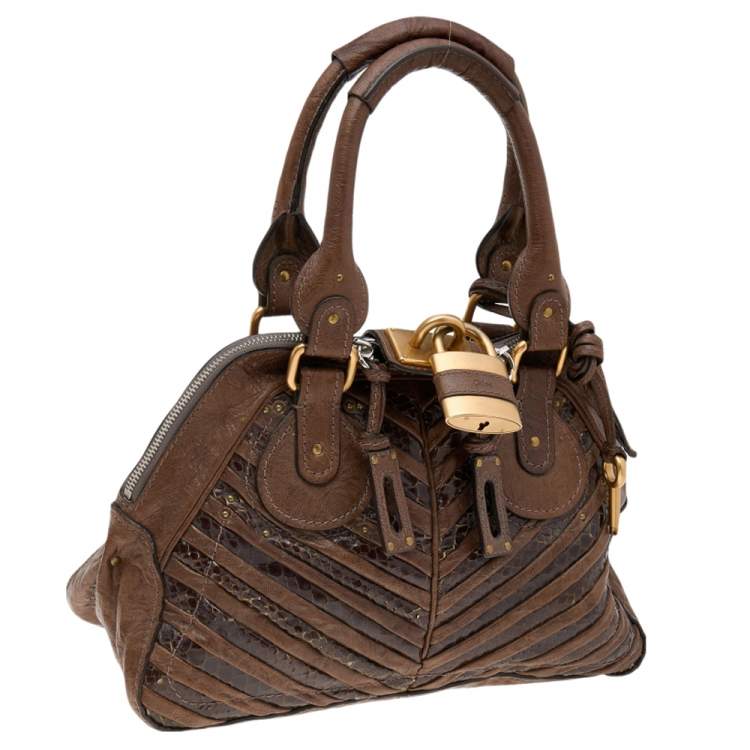 Pre Owned Chloe Brown Python and Leather Paddington Dome Satchel
