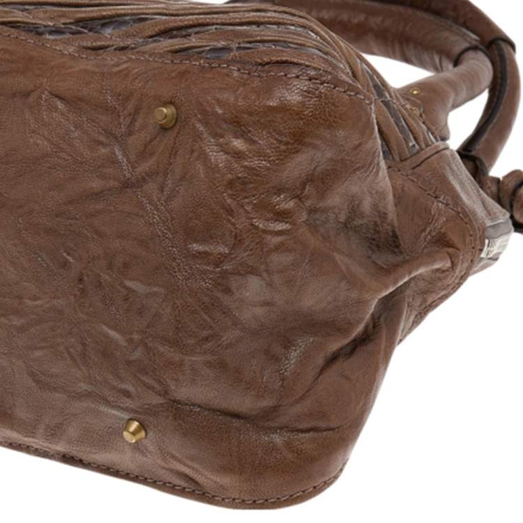 Pre Owned Chloe Brown Python and Leather Paddington Dome Satchel
