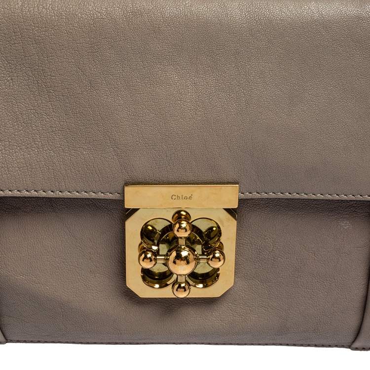 Pre Owned Chloe Grey Leather Medium Elsie Shoulder Bag