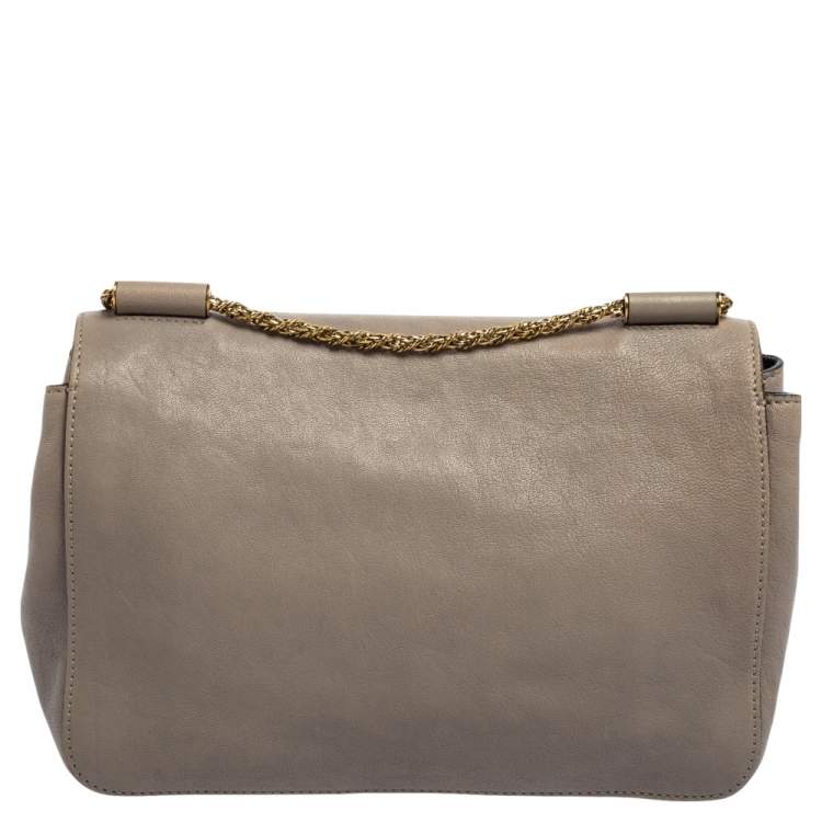 Pre Owned Chloe Grey Leather Medium Elsie Shoulder Bag