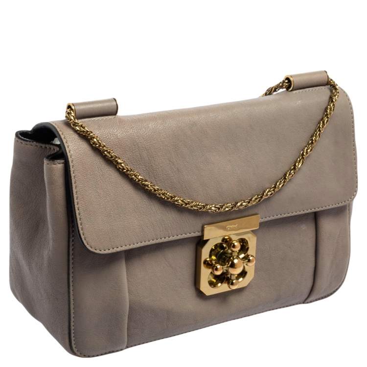 Pre Owned Chloe Grey Leather Medium Elsie Shoulder Bag