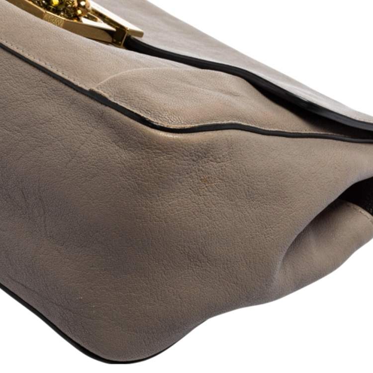 Pre Owned Chloe Grey Leather Medium Elsie Shoulder Bag