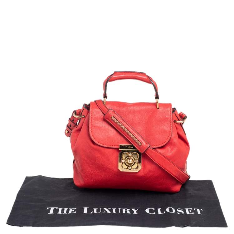 Pre Owned Chloe Red Leather Elsie Top Handle Bag