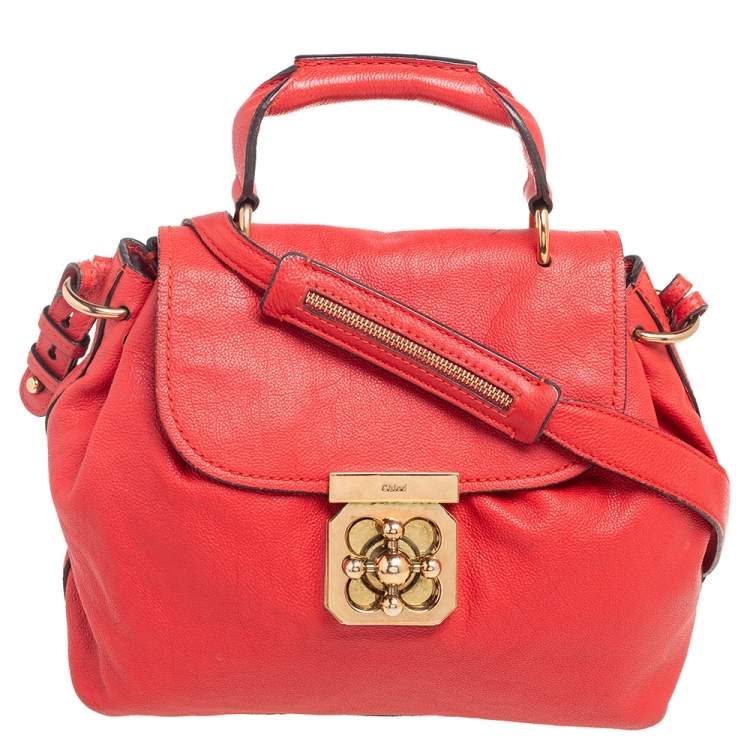 Pre Owned Chloe Red Leather Elsie Top Handle Bag
