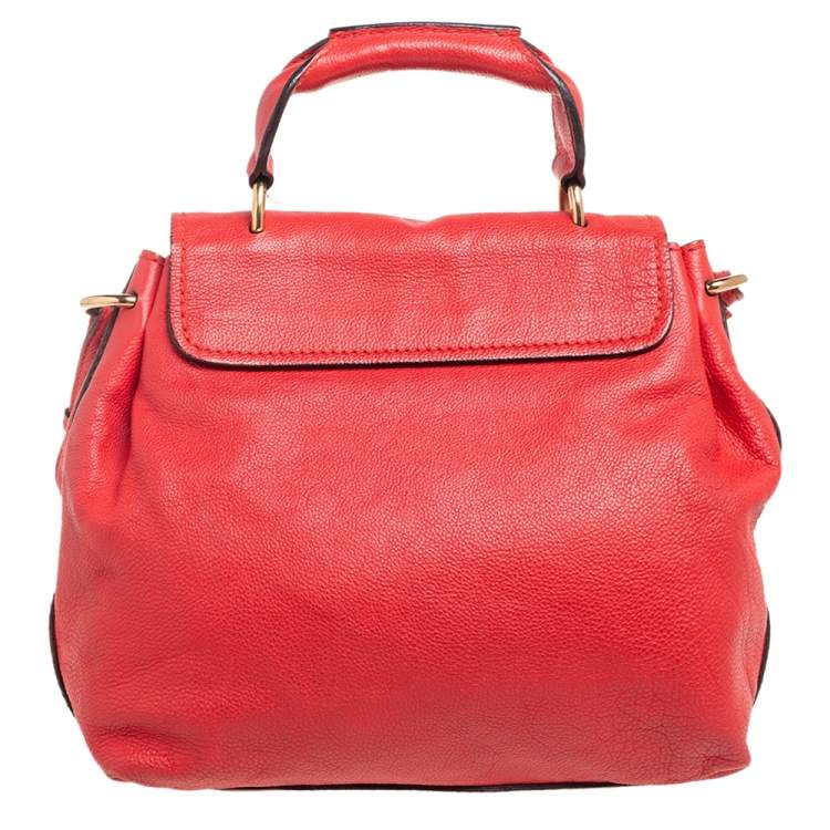 Pre Owned Chloe Red Leather Elsie Top Handle Bag