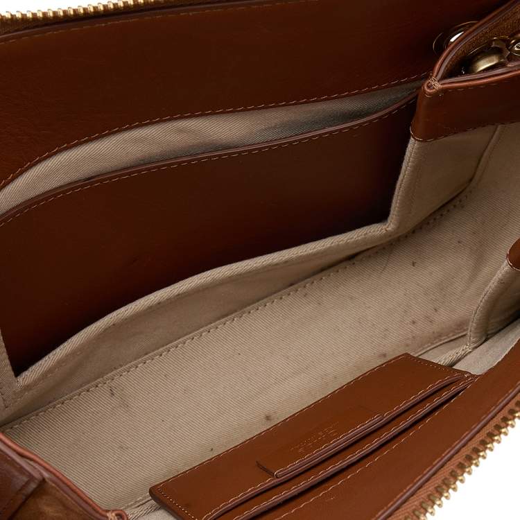 Pre Owned Chloe Brown Leather And Suede Roy Shoulder Bag