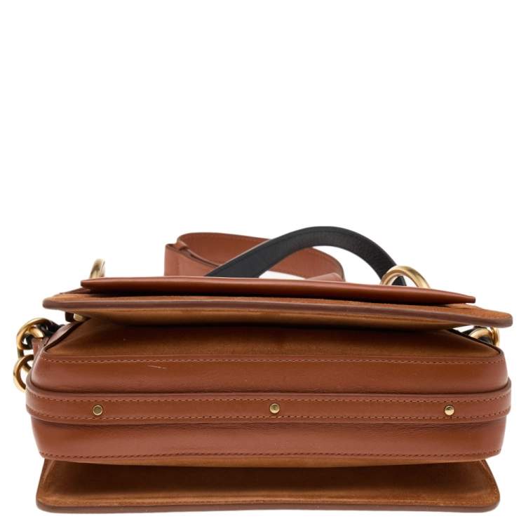 Pre Owned Chloe Brown Leather And Suede Roy Shoulder Bag