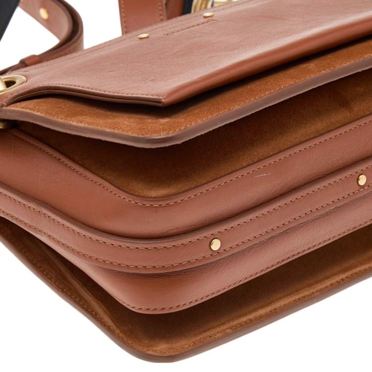 Pre Owned Chloe Brown Leather And Suede Roy Shoulder Bag