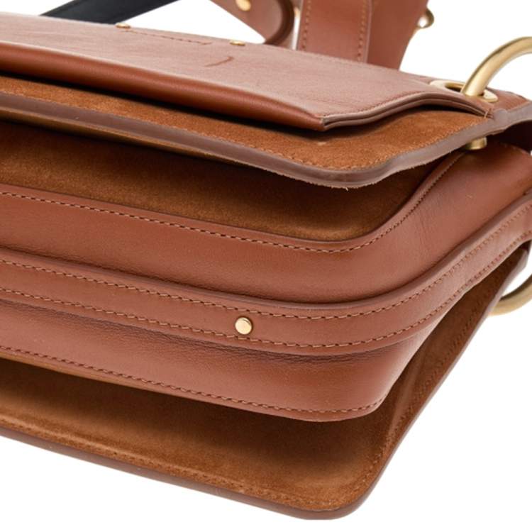 Pre Owned Chloe Brown Leather And Suede Roy Shoulder Bag