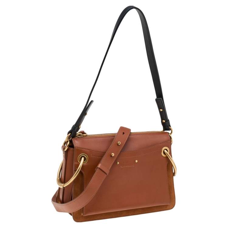Pre Owned Chloe Brown Leather And Suede Roy Shoulder Bag
