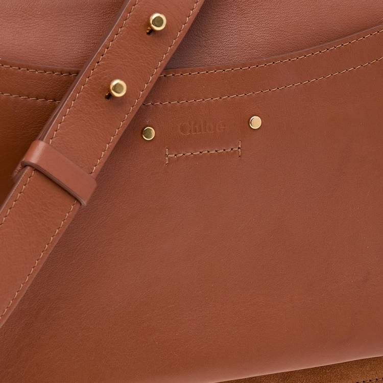 Pre Owned Chloe Brown Leather And Suede Roy Shoulder Bag