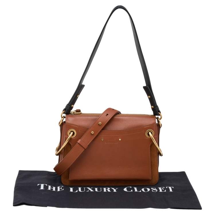 Pre Owned Chloe Brown Leather And Suede Roy Shoulder Bag