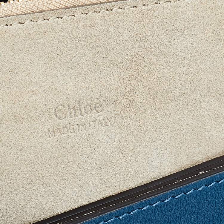 Pre Owned Chloe Blue Leather And Suede Medium Faye Shoulder Bag
