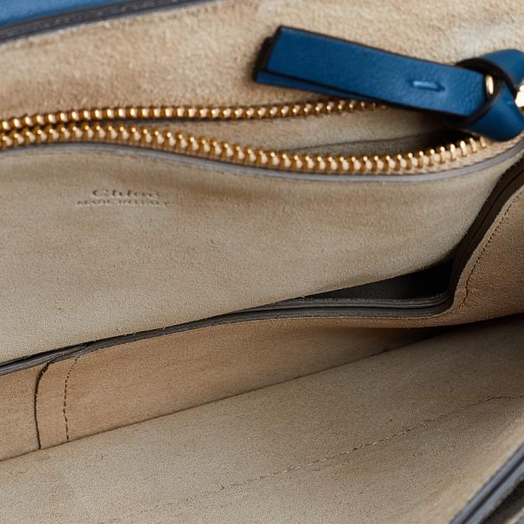 Pre Owned Chloe Blue Leather And Suede Medium Faye Shoulder Bag