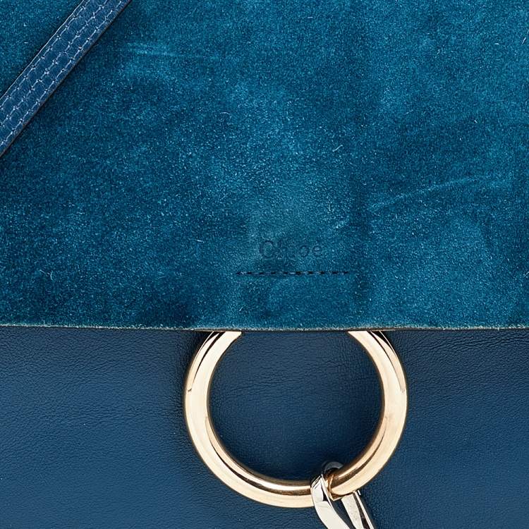 Pre Owned Chloe Blue Leather And Suede Medium Faye Shoulder Bag