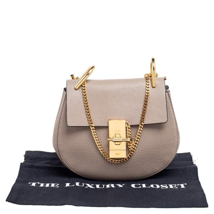 Pre Owned Chloe Grey Leather Small Drew Shoulder Bag