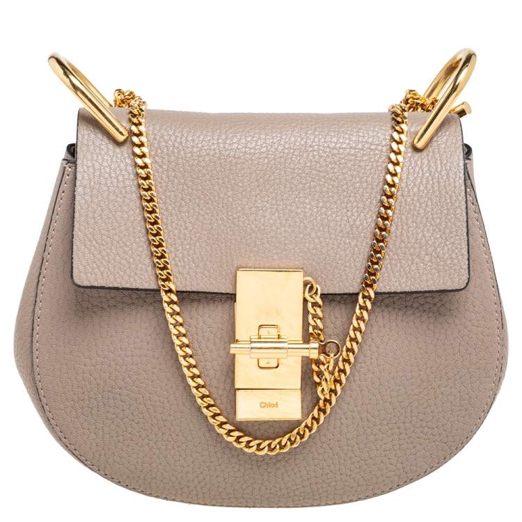 Pre Owned Chloe Grey Leather Small Drew Shoulder Bag