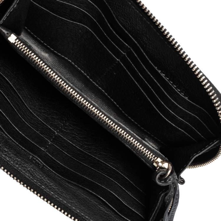 Pre Owned Chloe Black Leather Zip Around Paddington Wallet